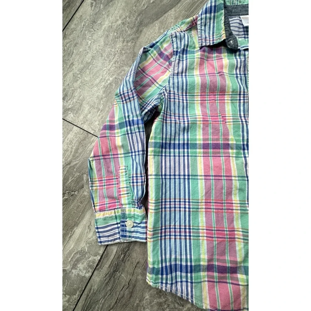 Gymboree Boys Size 5-6 Plaid Long Sleeve Button Down Shirt Multicolor Cotton